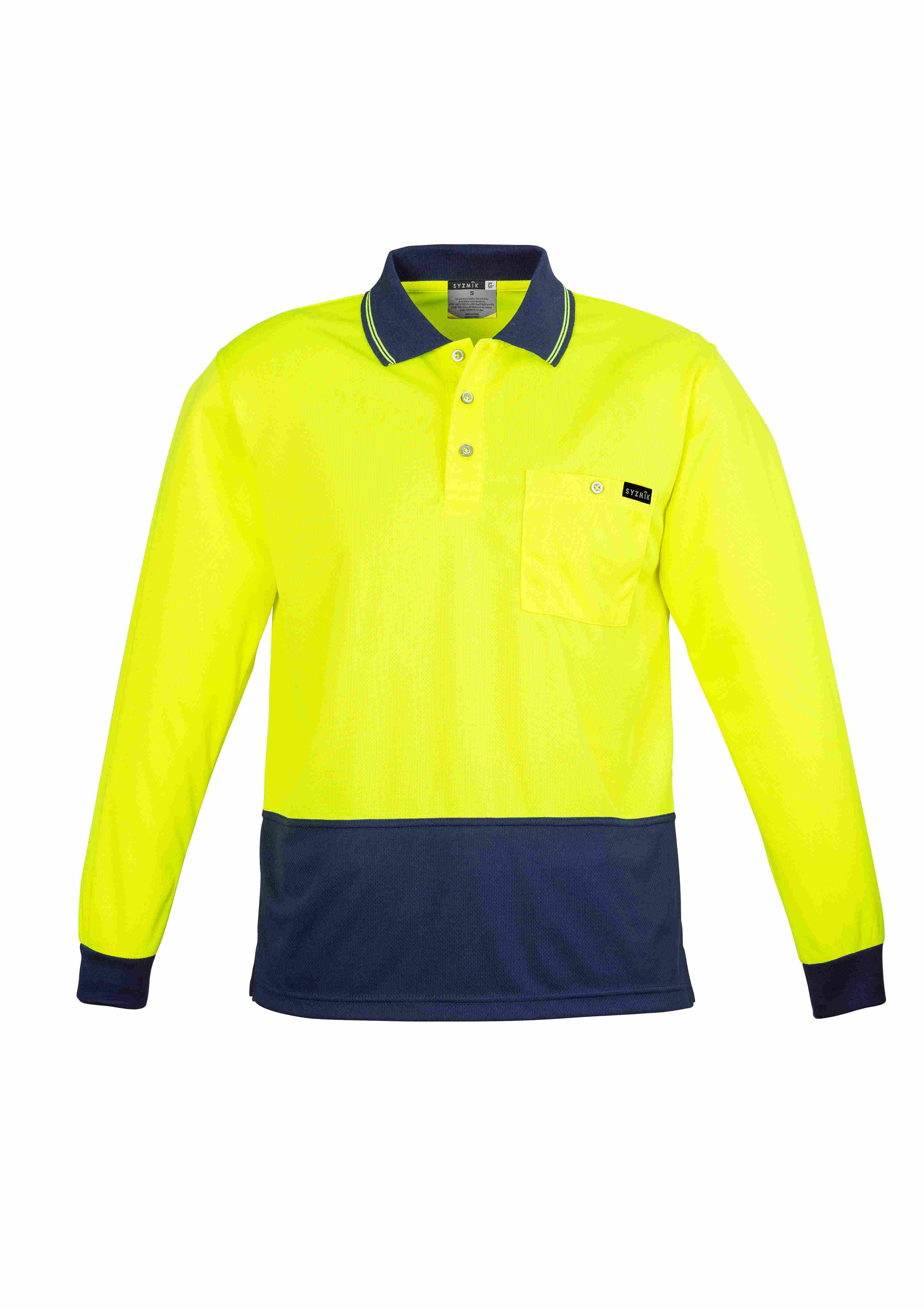 Syzmik Mens Hi Vis Comfort Back Long Sleeve Polo ZH410 CLEARANCE