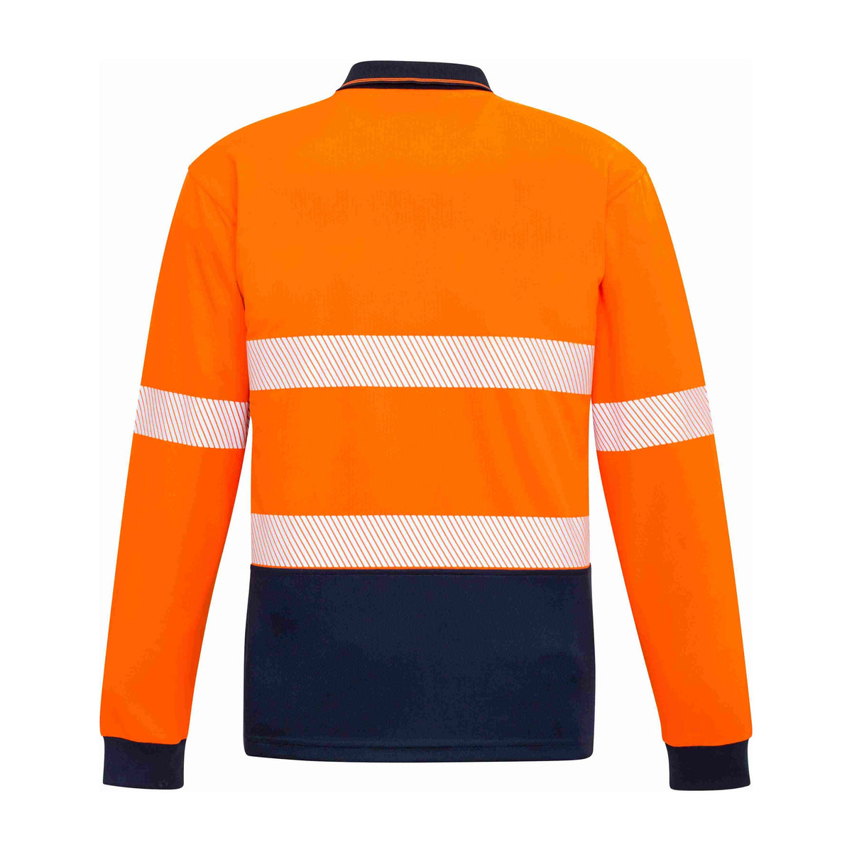 Syzmik Unisex Hi Vis Segmented Tape Long Sleeve Polo ZH530 CLEARANCE in Orange/Navy