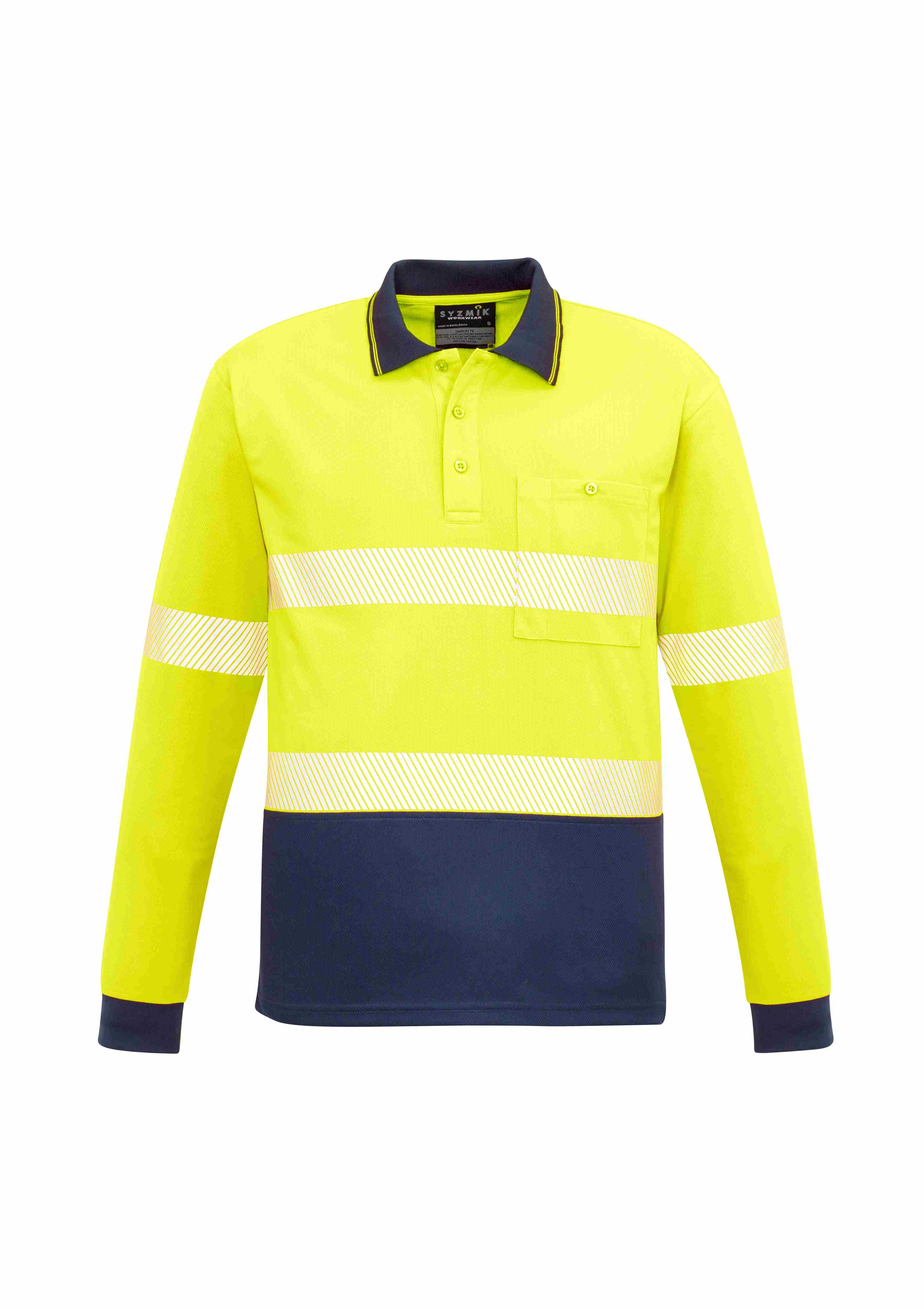 Syzmik Unisex Hi Vis Segmented Tape Long Sleeve Polo ZH530