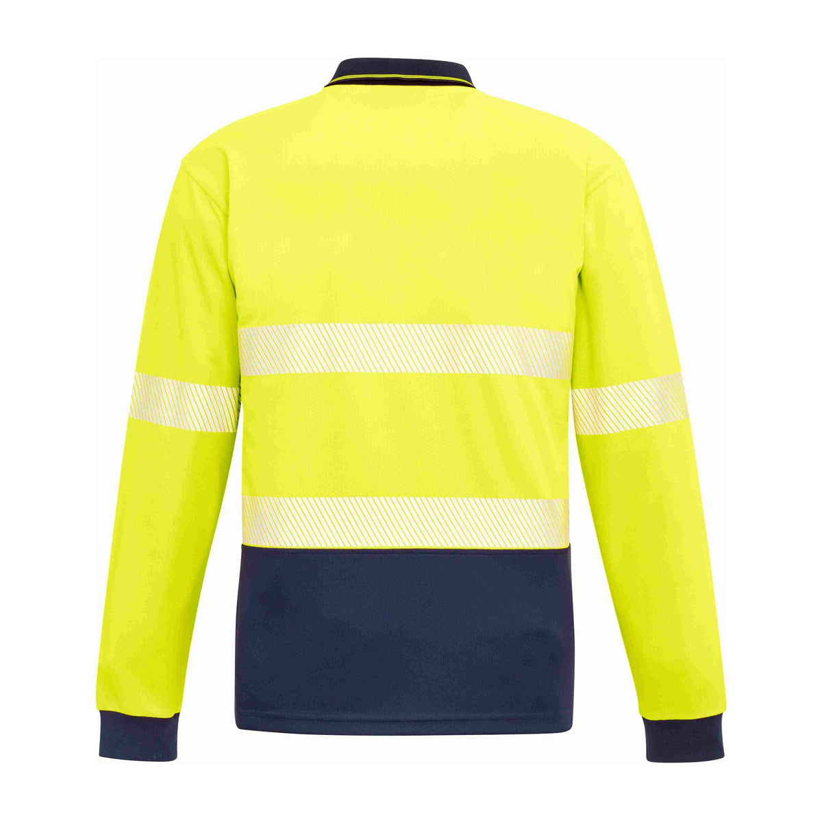 Syzmik Unisex Hi Vis Segmented Tape Long Sleeve Polo ZH530 CLEARANCE in Yellow/Navy