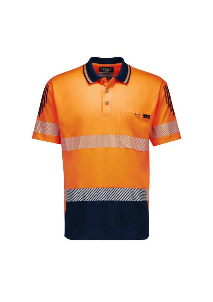 Syzmik Mens Hi Vis Flux Segmented Tape Short Sleeve Polo ZH555