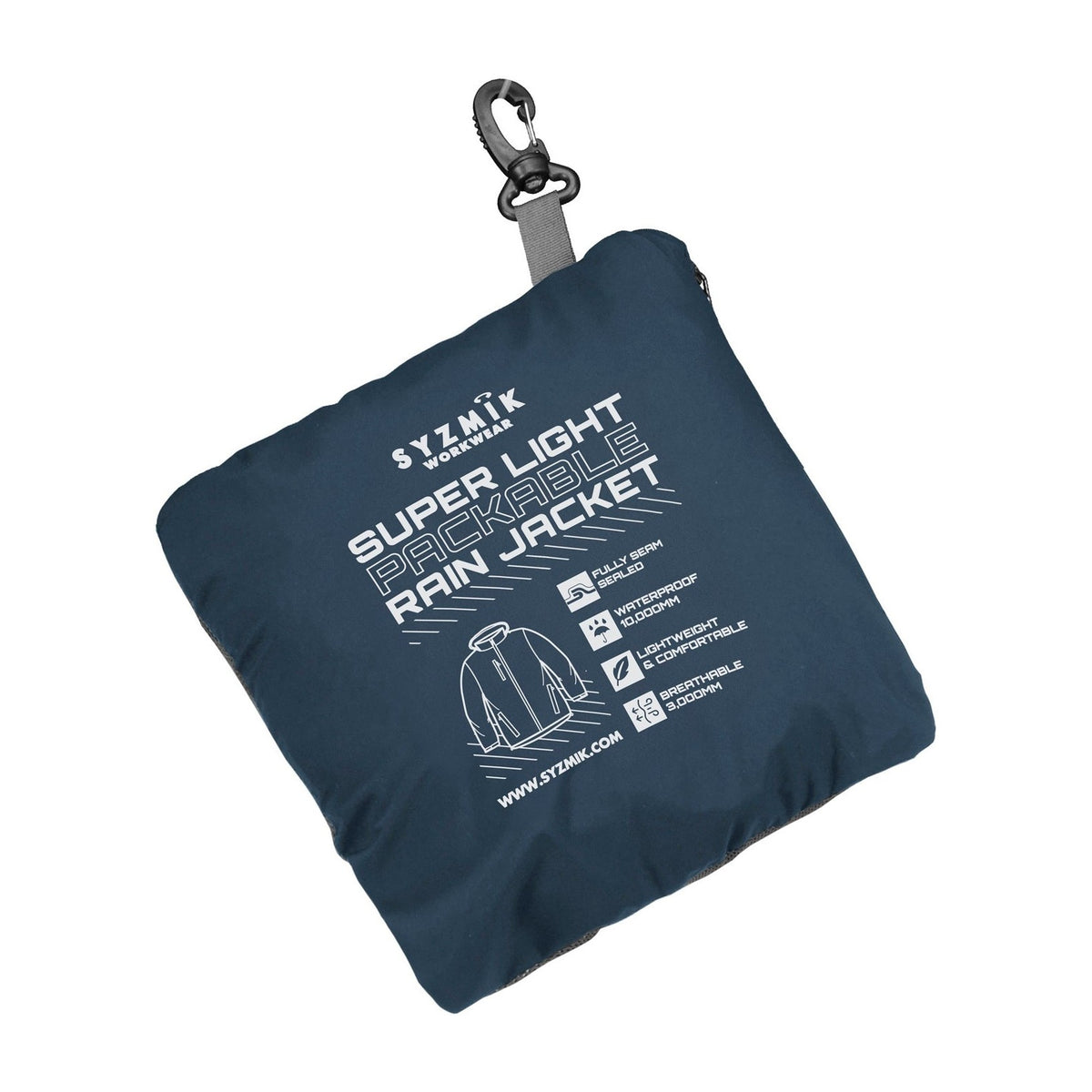 Syzmik Unisex Super Light Packable Rain Jacket ZJ260 in Navy
