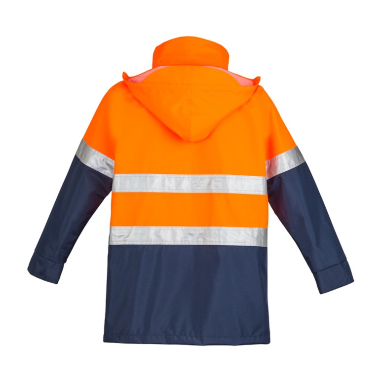 Syzmik Mens Hi Vis Waterproof Lightweight Jacket ZJ355 in Orange/Navy, view 2