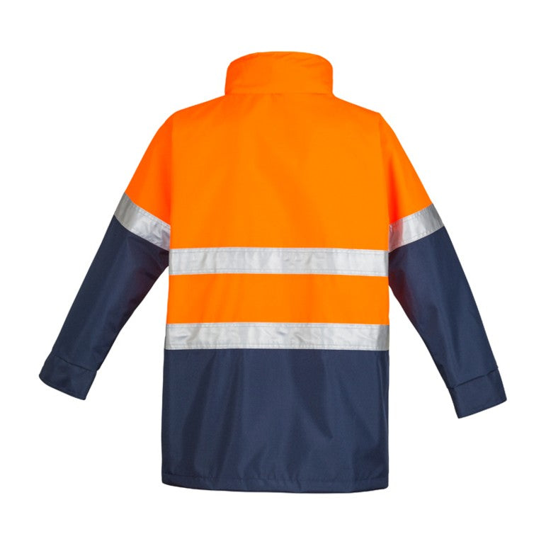 Syzmik Mens Hi Vis Waterproof Lightweight Jacket ZJ355 in Orange/Navy, view 3