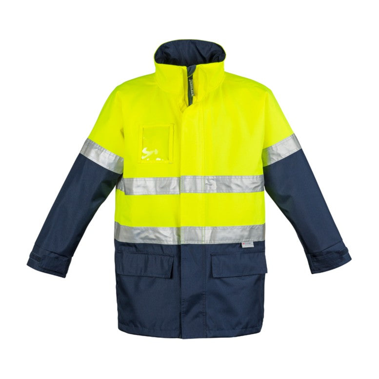 Syzmik Mens Hi Vis Waterproof Lightweight Jacket ZJ355 in Yellow/Navy