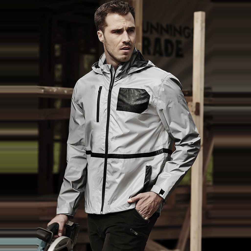 Syzmik Unisex Streetworx Reflective Waterproof Jacket ZJ380, worn by model