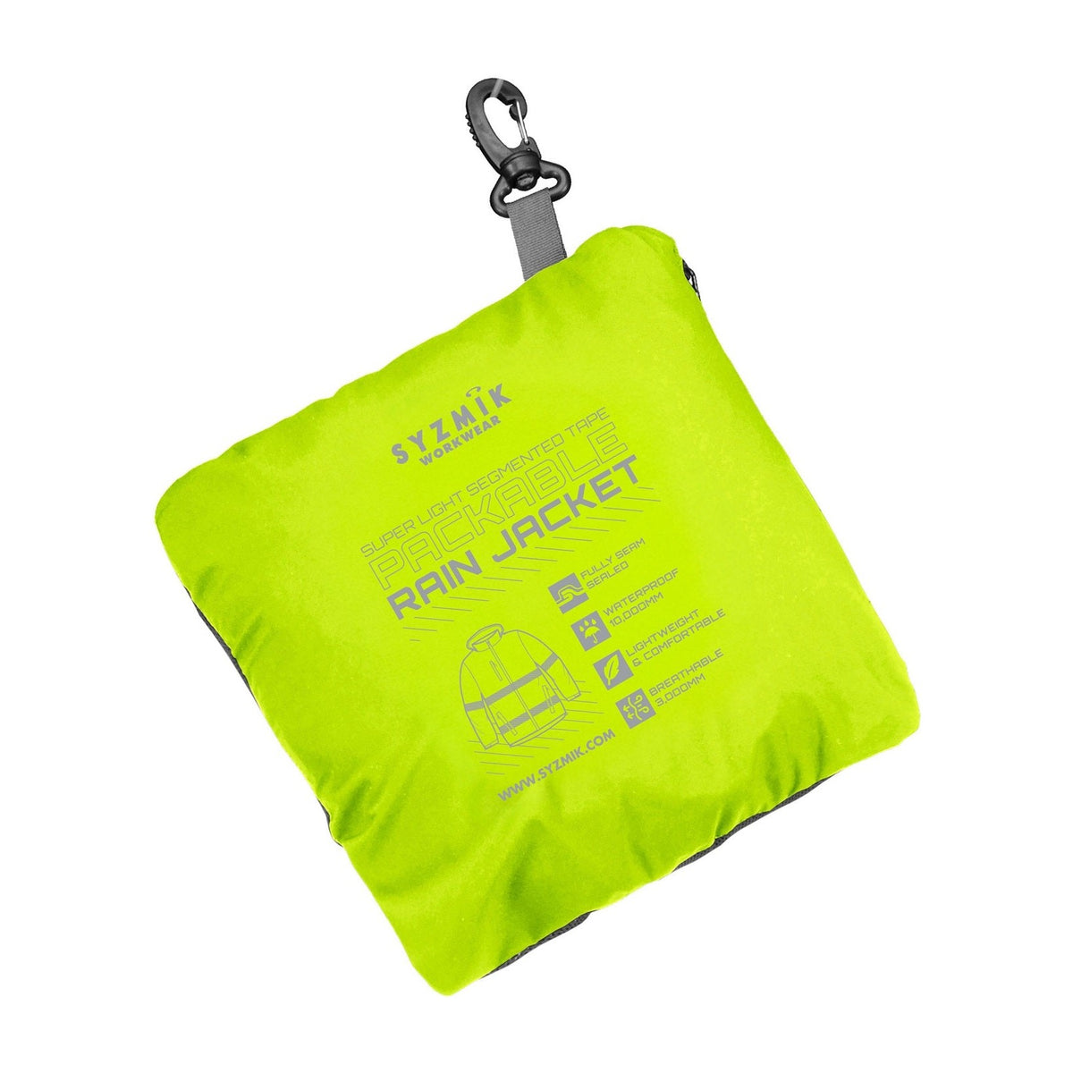 Syzmik Unisex Super Light Segmented Tape Packable Rain Jacket ZJ560 in Yellow