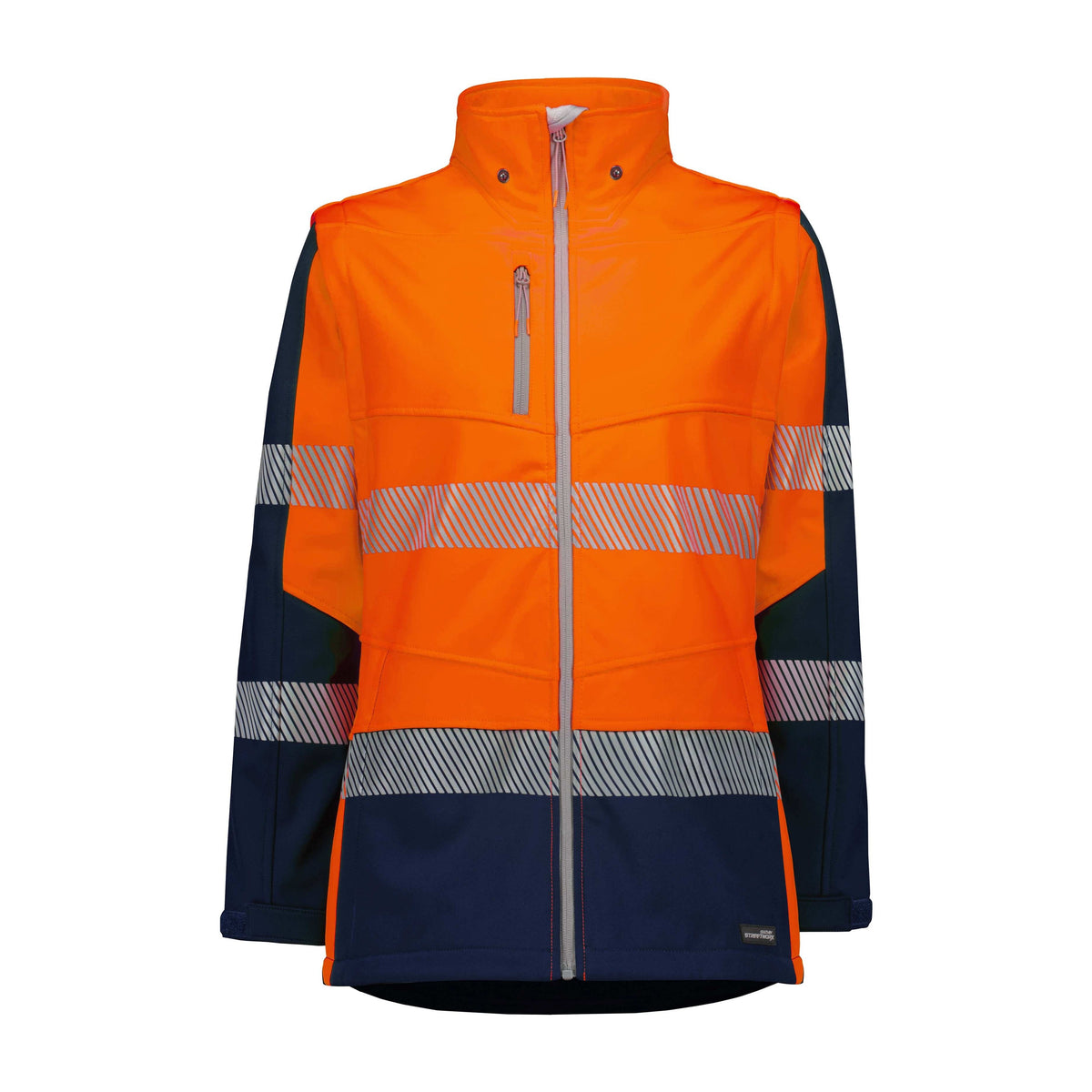 Syzmik Womens Streetworx 2 in 1 Stretch Softshell Jacket ZJ753 in Orange/Navy