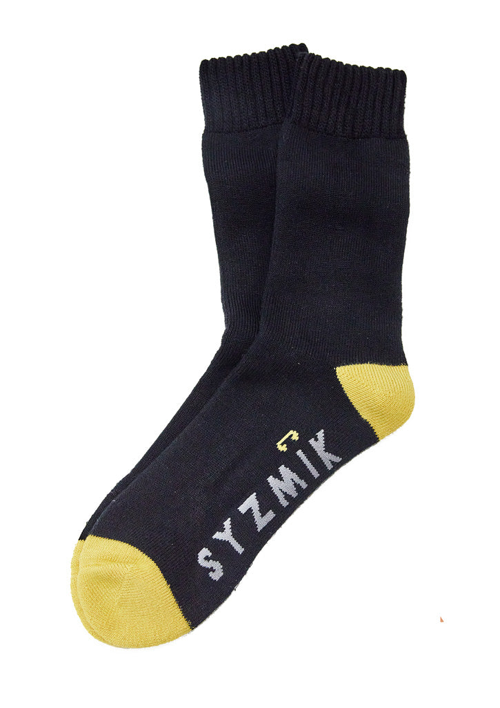 Syzmik Bamboo Work Socks 3 Pack ZMSOCK3 - Black/Yellow - single pair