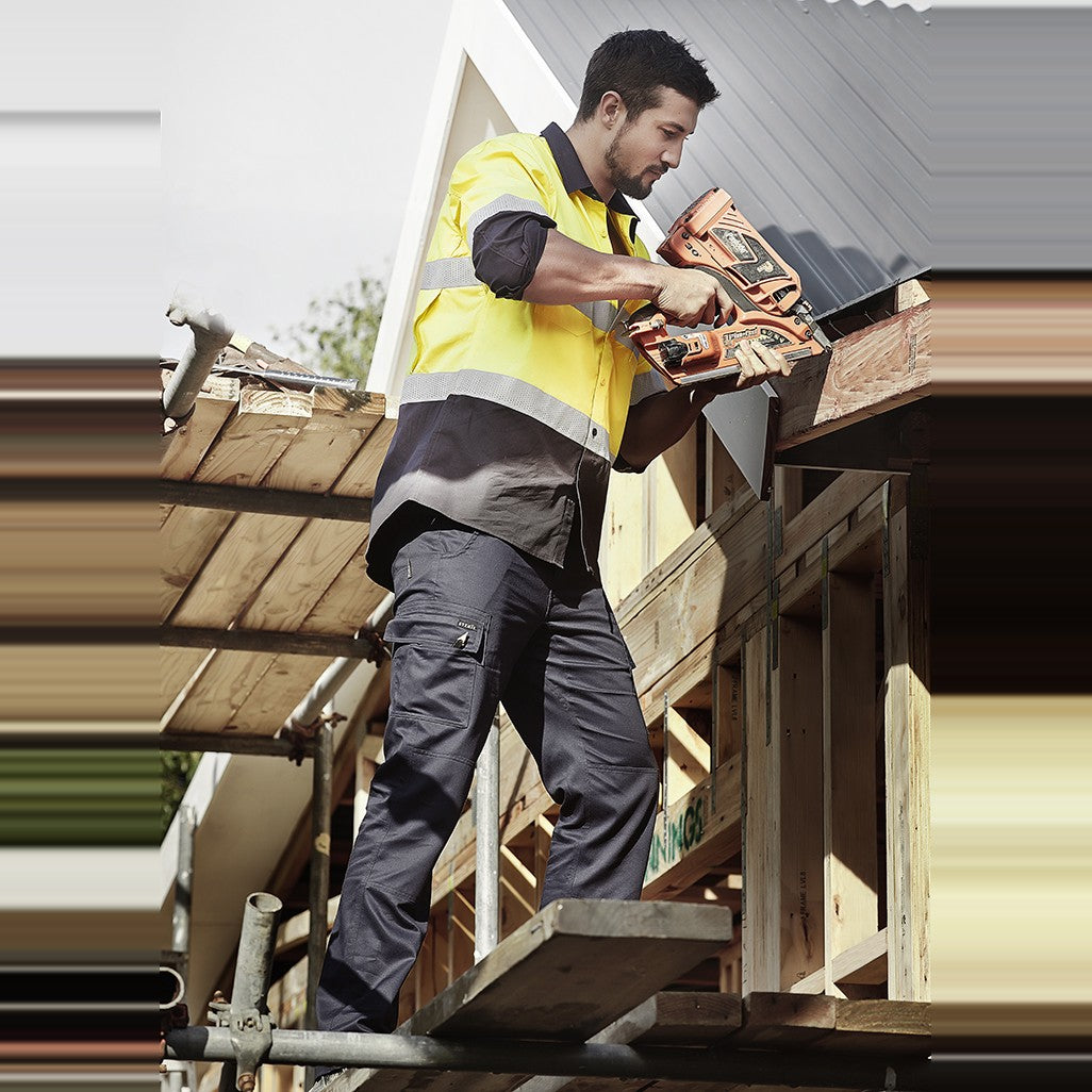 Syzmik Mens Lightweight Drill Cargo Pant ZP505, worn by model