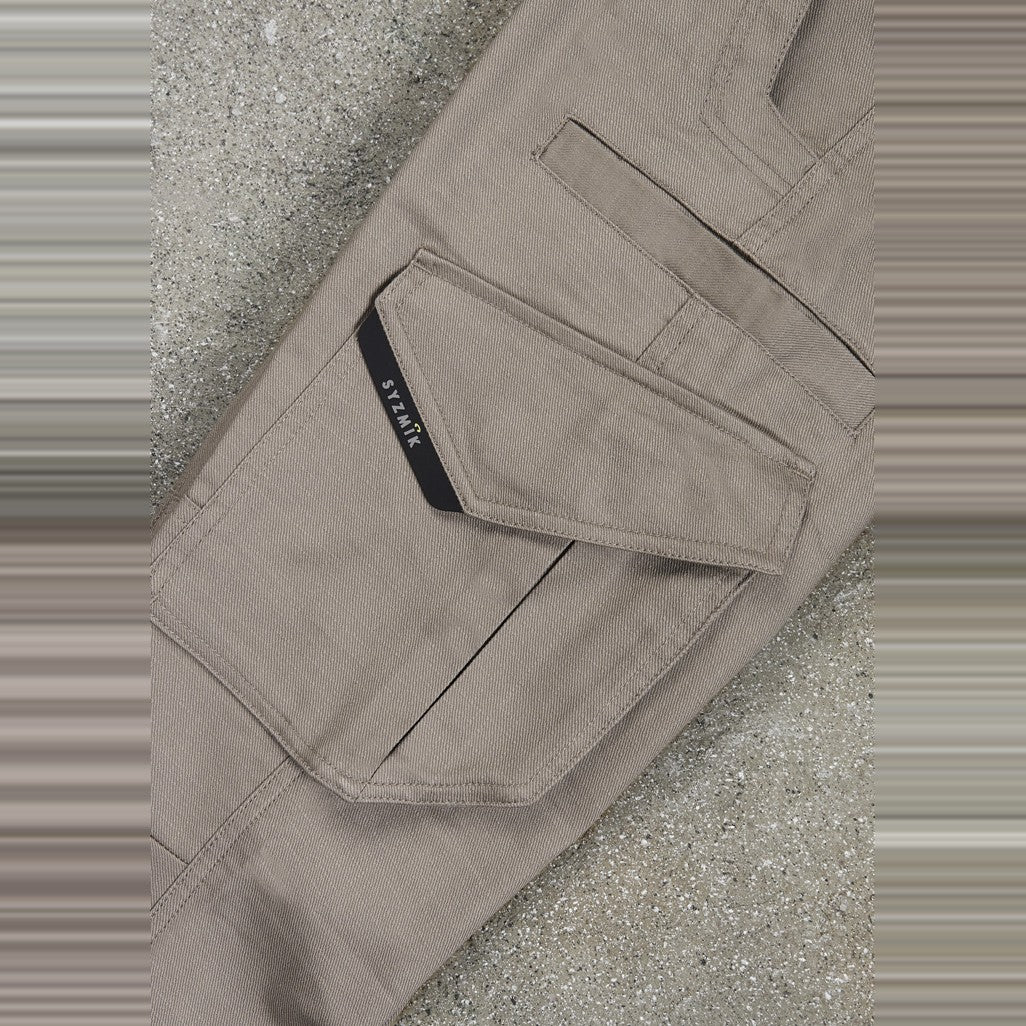 Syzmik Mens Rugged Cooling Stretch Pant ZP604 in Khaki, worn by model, view 2
