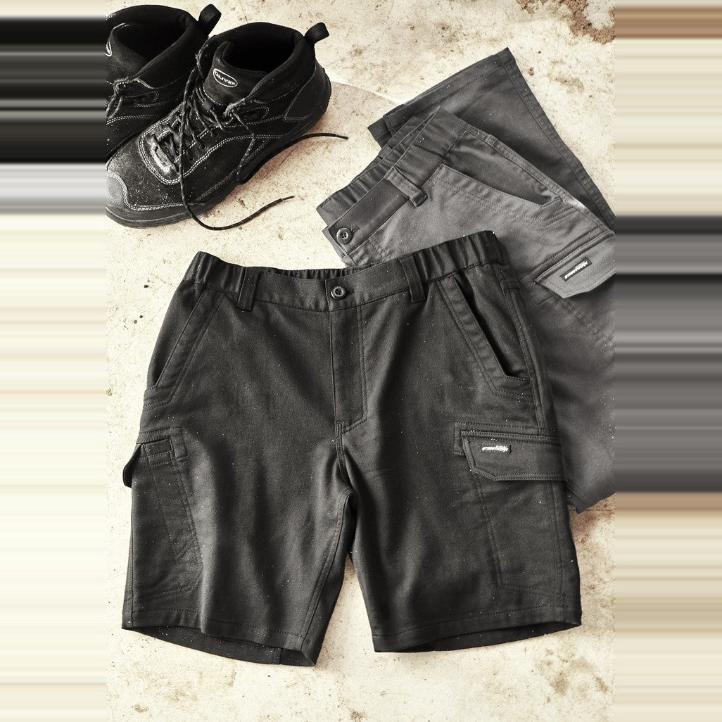 Syzmik Mens Streetworx Comfort Short ZS445 in Black, worn by model, view 3