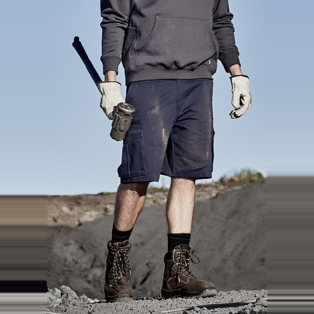 Syzmik Mens Basic Cargo Short ZS502 in Navy, worn by model