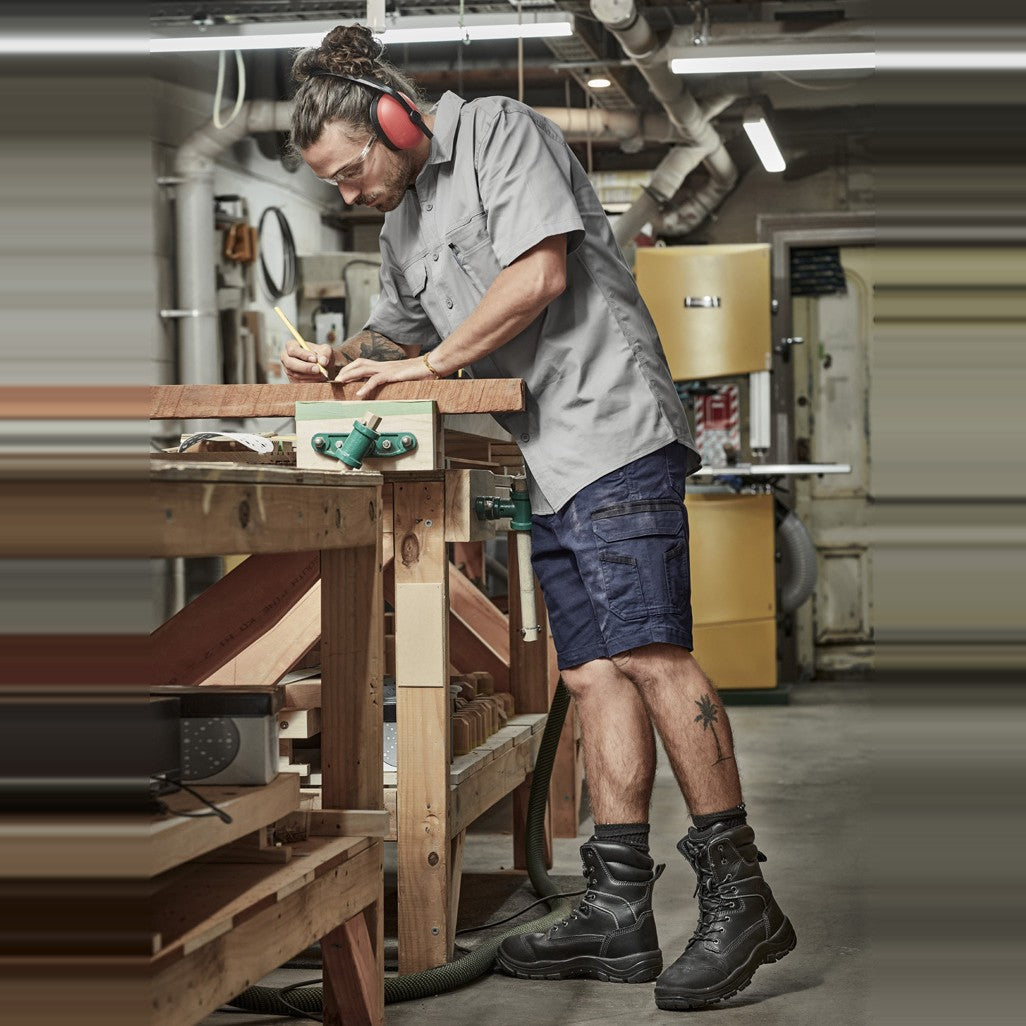 Syzmik Mens Streetworx Heritage Short ZS822 in Navy, worn by model