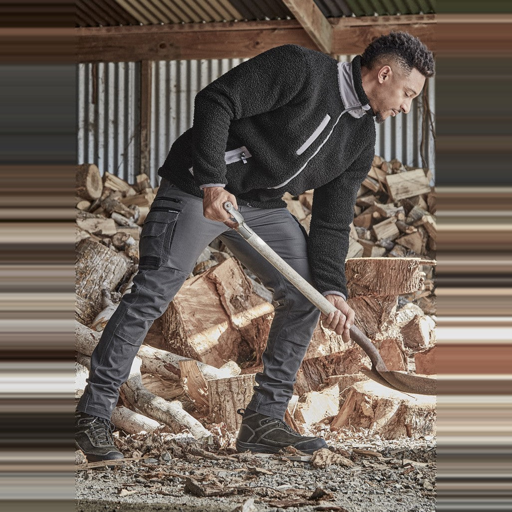 Syzmik Unisex Streetworx Full Zip Sherpa Fleece ZT285 in Black, worn by model, view 5