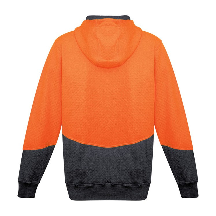 Syzmik Unisex Hi Vis Textured Jacquard Full Zip Hoodie ZT478 in Orange/Charcoal, view 2