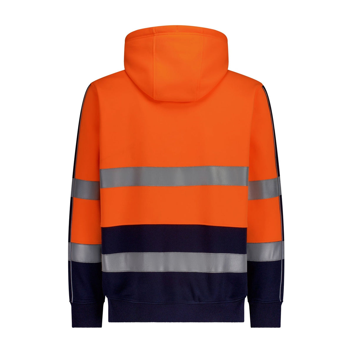Syzmik Unisex Hi Vis Full Zip Stretch Taped Hoodie ZT486 in Orange/Navy