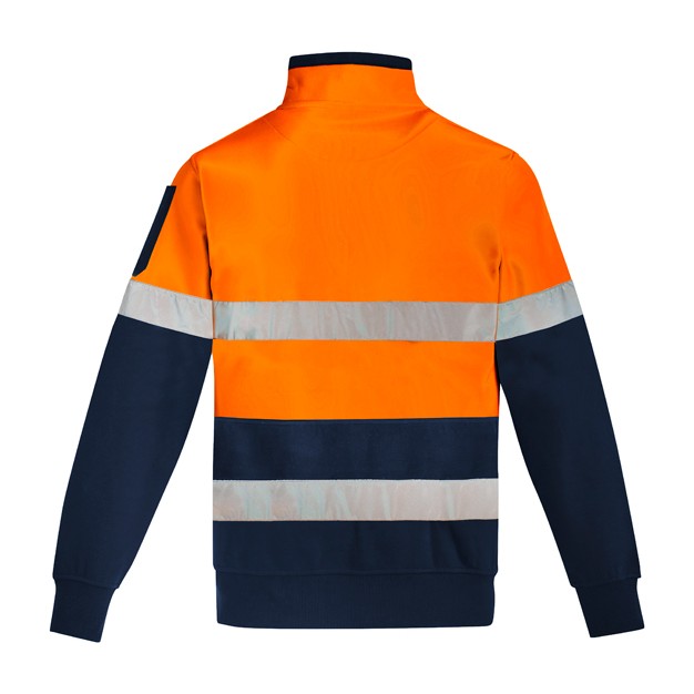 Syzmik Mens Hi Vis 1/4 Zip Pullover - Hoop Taped ZT566 in Orange/Navy, view 2