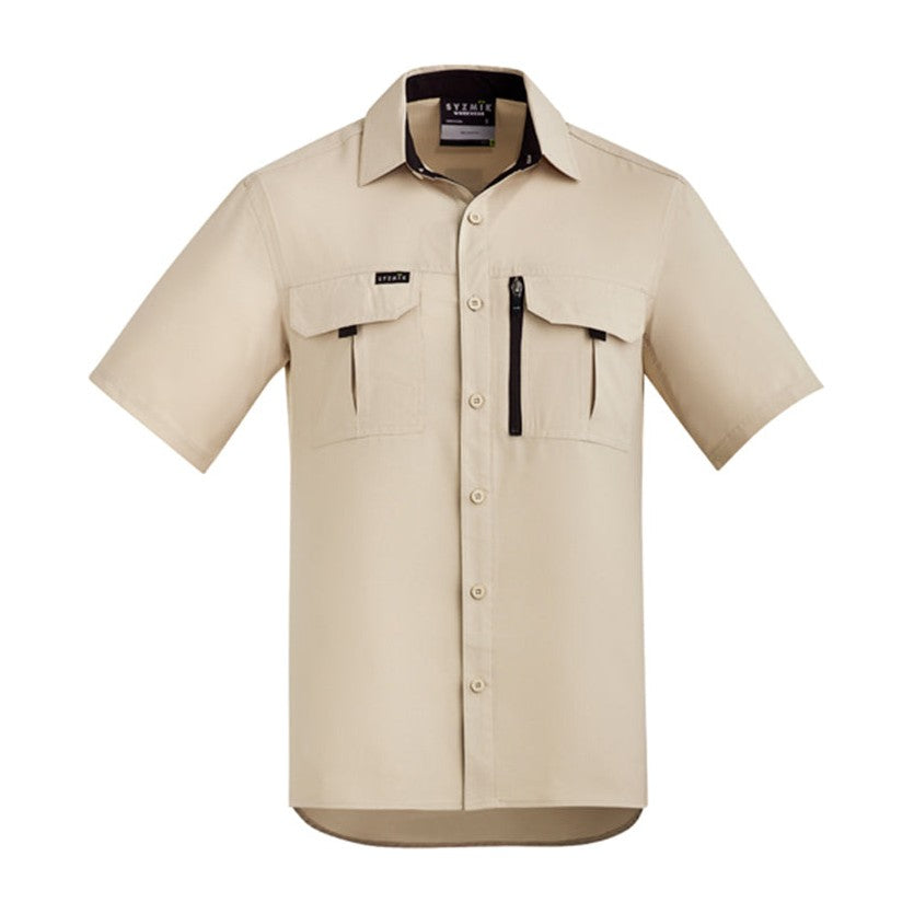 Syzmik Mens Outdoor S/S Shirt ZW465 in Sand