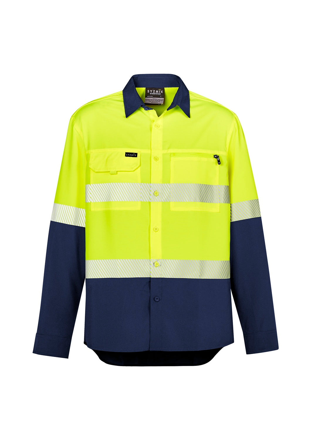 Syzmik Mens Hi Vis Outdoor Segmented Tape Long Sleeve Shirt ZW470 CLEARANCE