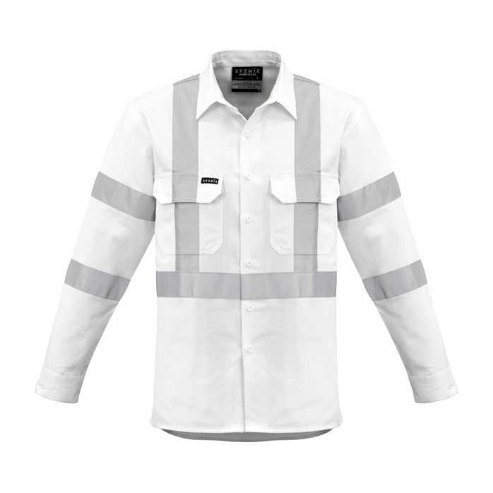 Syzmik Mens Bio Motion X Back Taped Long Sleeve Shirt ZW621, worn by model