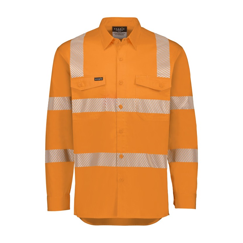 Syzmik Mens VIC Rail Shirt - Segmented Tape ZW682 in Vic Rail Orange