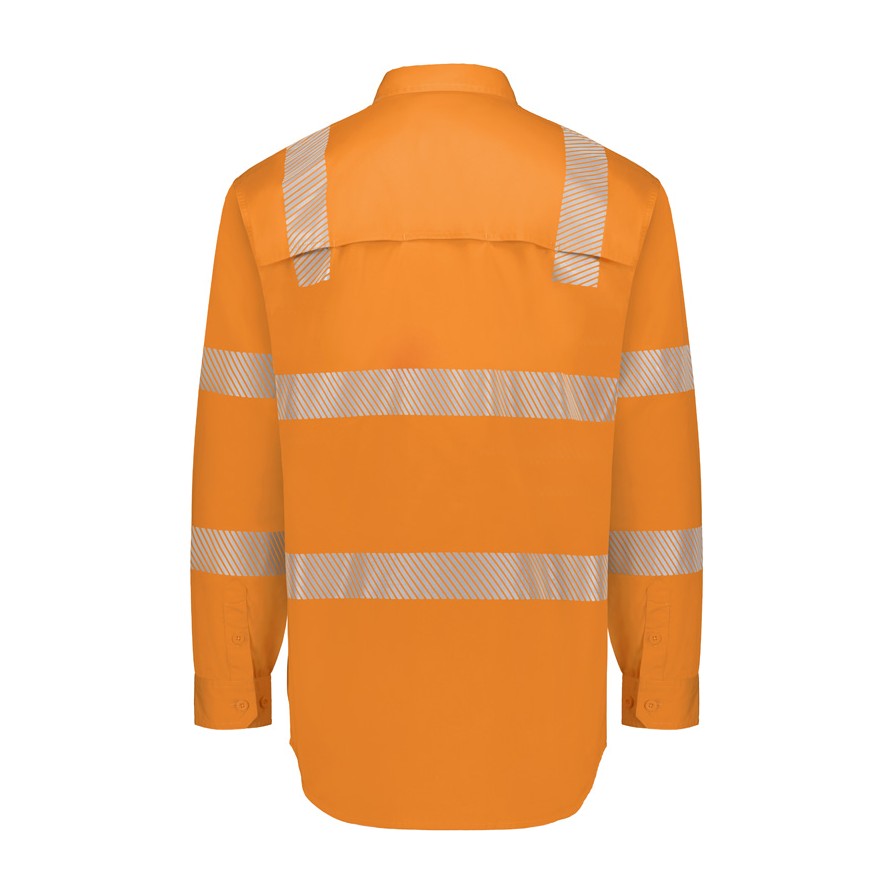 Syzmik Mens VIC Rail Shirt - Segmented Tape ZW682 in Vic Rail Orange, view 2