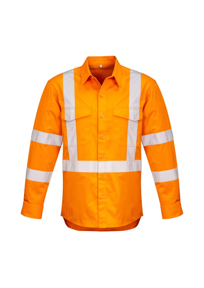 Syzmik Mens Hi Vis X Back Taped Long Sleeve Shirt ZW690