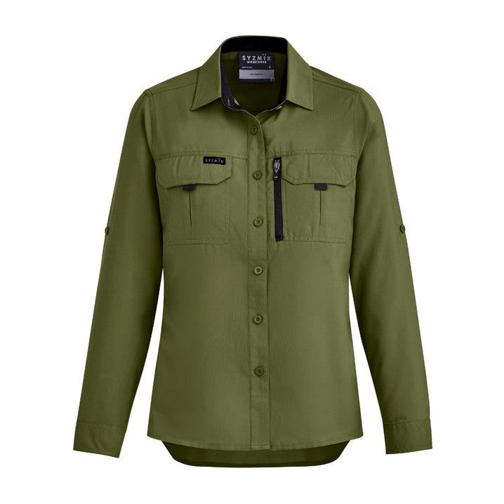 Syzmik Womens Outdoor Long Sleeve Shirt ZW760 in Army