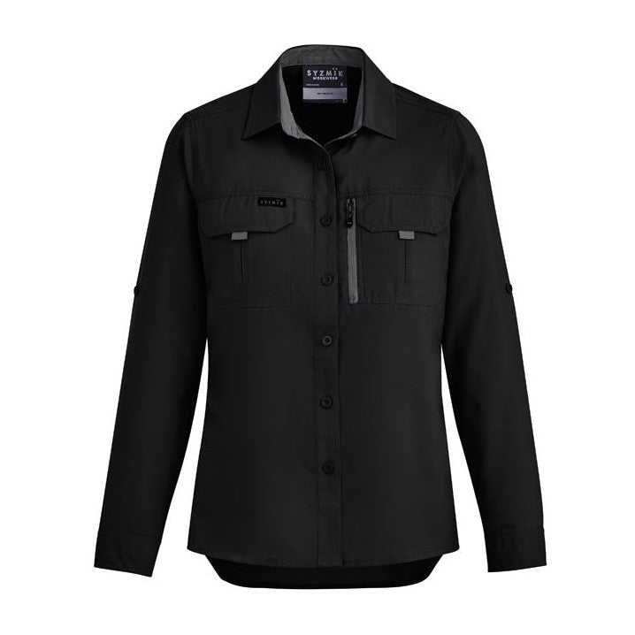 Syzmik Womens Outdoor Long Sleeve Shirt ZW760 in Black