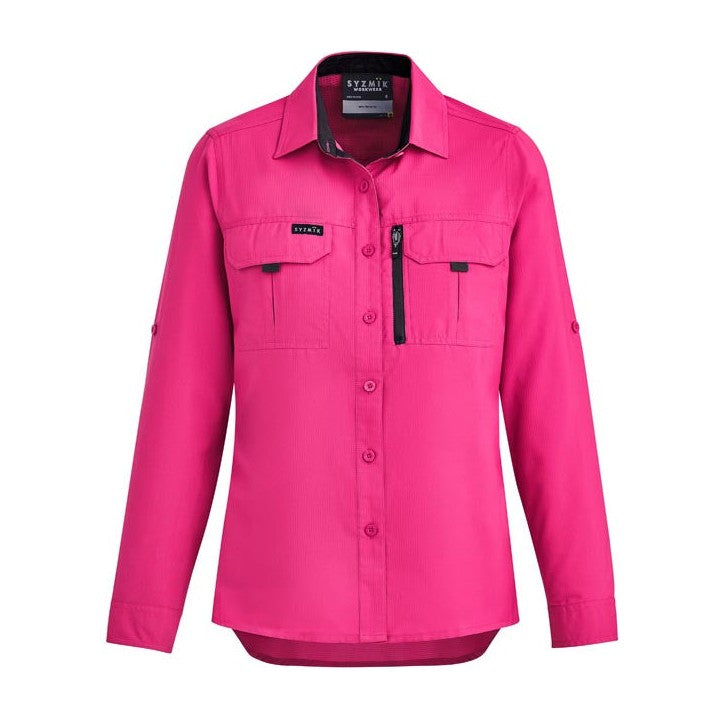 Syzmik Womens Outdoor Long Sleeve Shirt ZW760 in Pink