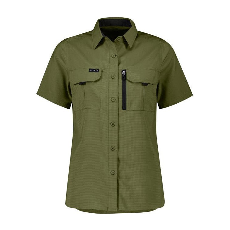 Syzmik Womens Outdoor Short Sleeve Shirt ZW765 in Army