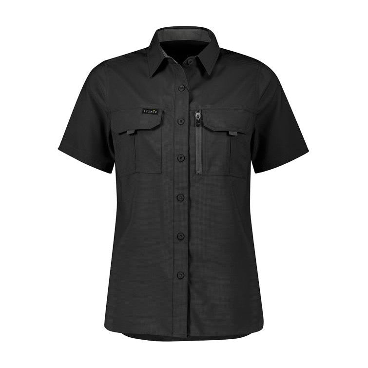 Syzmik Womens Outdoor Short Sleeve Shirt ZW765 in Black