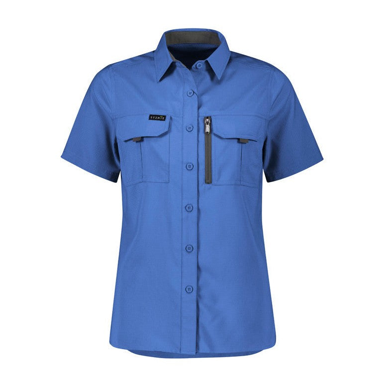 Syzmik Womens Outdoor Short Sleeve Shirt ZW765 in Blue