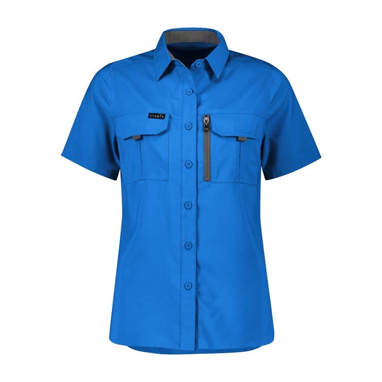 Syzmik Womens Outdoor Short Sleeve Shirt ZW765 in Cobalt