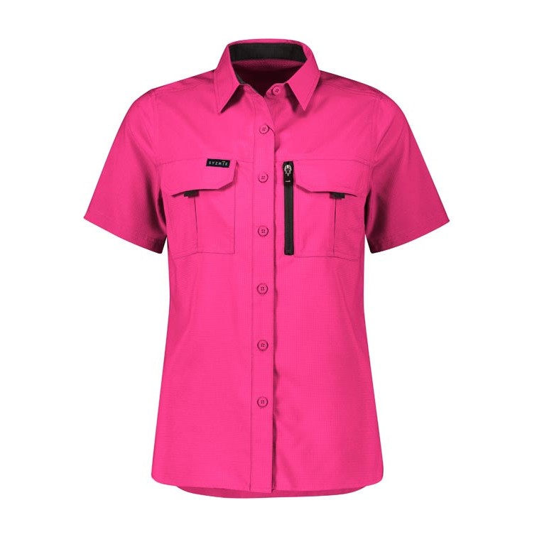 Syzmik Womens Outdoor Short Sleeve Shirt ZW765 in Pink