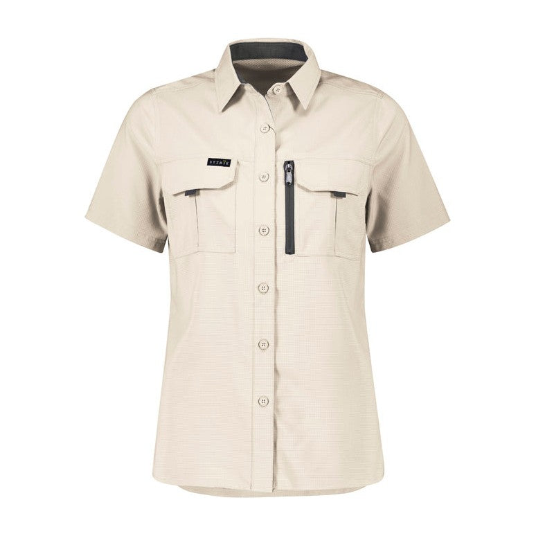 Syzmik Womens Outdoor Short Sleeve Shirt ZW765 in Sand