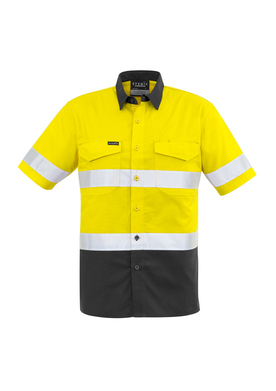 Syzmik Mens Rugged Cooling Hi Vis Taped Short Sleeve Shirt ZW835 CLEARANCE
