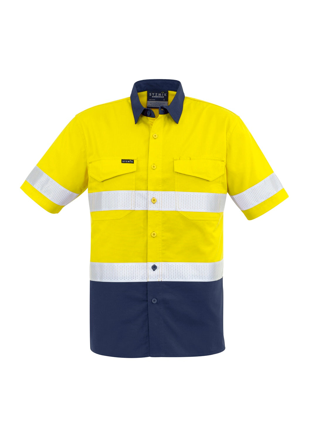 Syzmik Mens Rugged Cooling Hi Vis Taped Short Sleeve Shirt ZW835 CLEARANCE