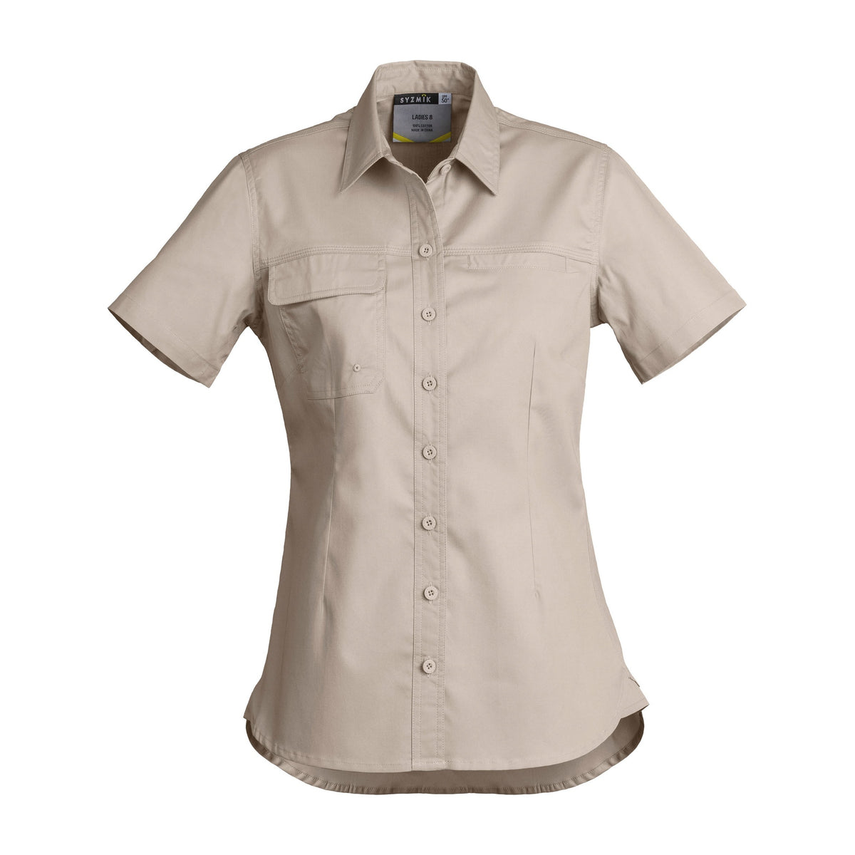 Syzmik Womens Lightweight Tradie Short Sleeve Shirt ZWL120 in Sand