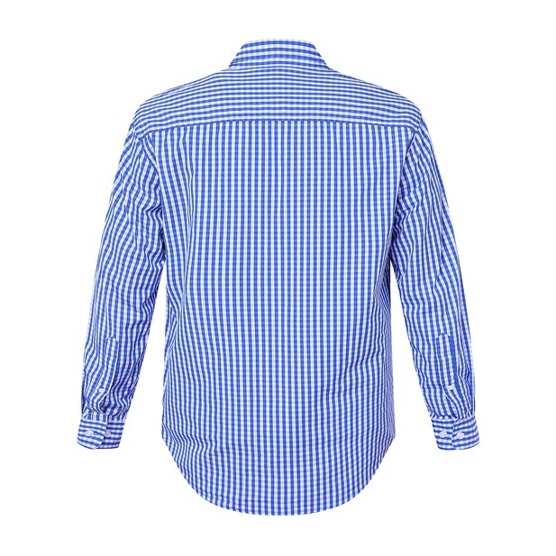 Pilbara Mens Check Long Sleeve Shirt RMPC004 in Blue/White Check, back view