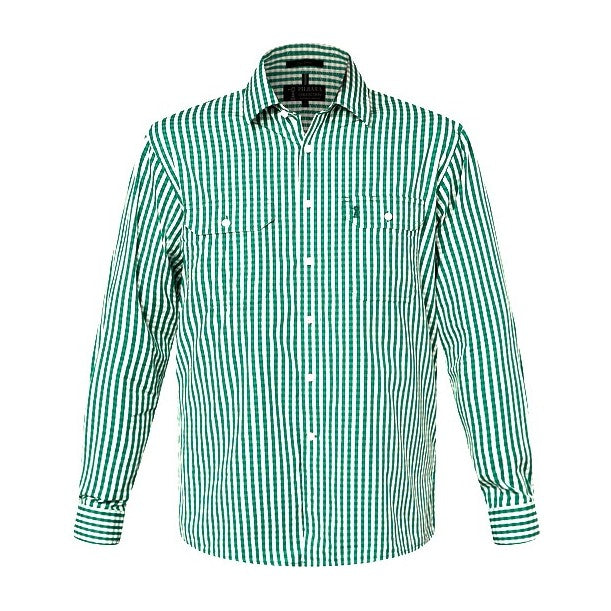 Pilbara Mens Check Long Sleeve Shirt RMPC004 in Emerald/White Check