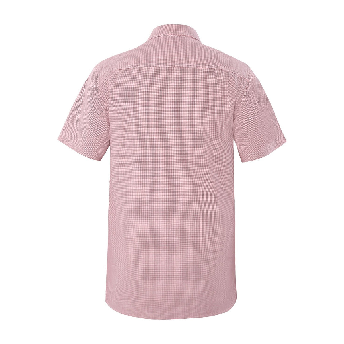 Pilbara Mens Yarn Dyed Check Dual Pocket Short Sleeve Shirt RMPC063S in Red/White Mini Check, back view