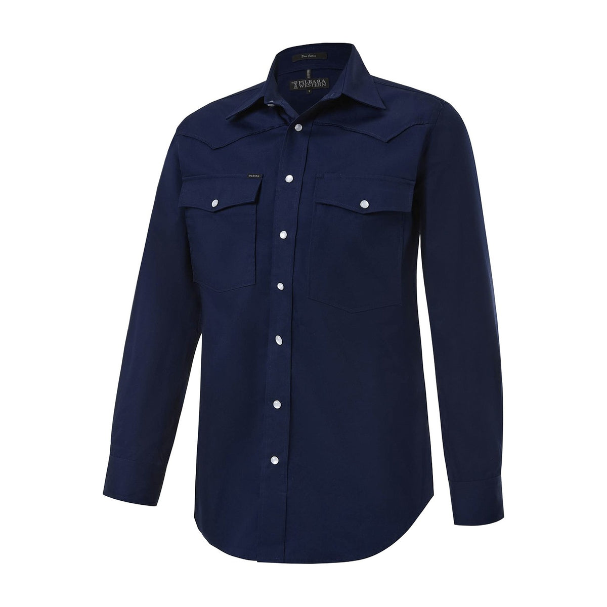 Pilbara Western Mens Snap Button Long Sleeve Shirt RMPW035 in French Navy