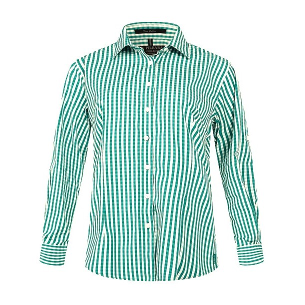 Pilbara Womens Check Long Sleeve Shirt RMPC003 in Emerald/White Check