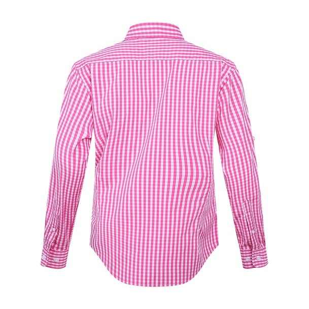 Pilbara Womens Check Long Sleeve Shirt RMPC003 in Pink/White Check, back view