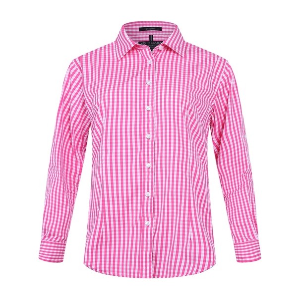 Pilbara Womens Check Long Sleeve Shirt RMPC003 in Pink/White Check