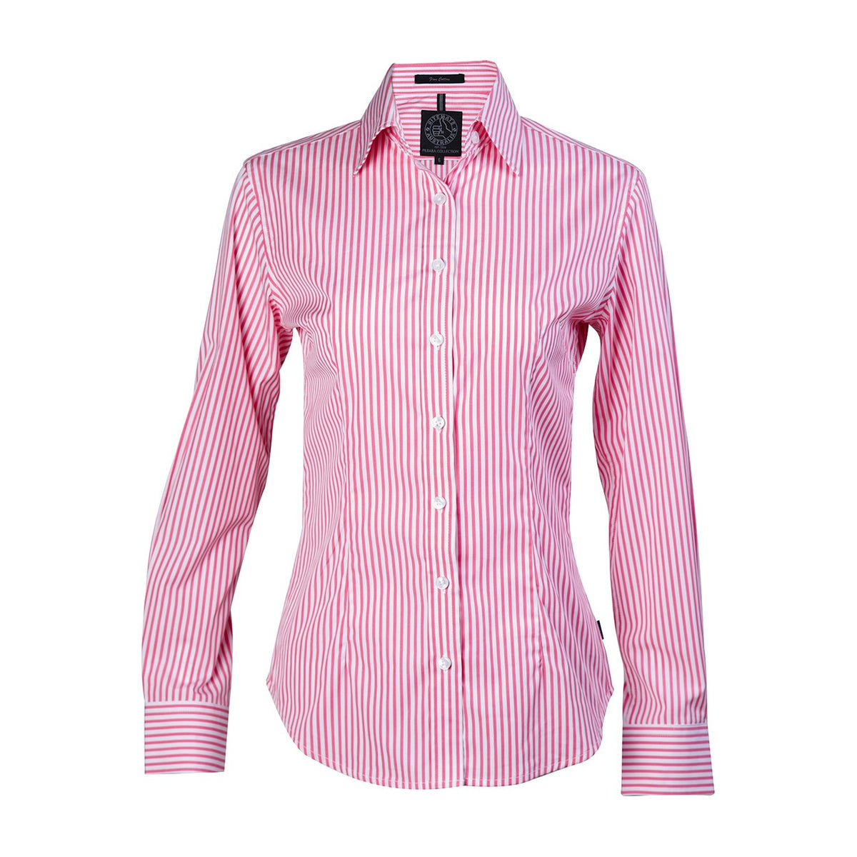 Pilbara Womens Long Sleeve Shirt RMPC013 in Pink/White Stripe
