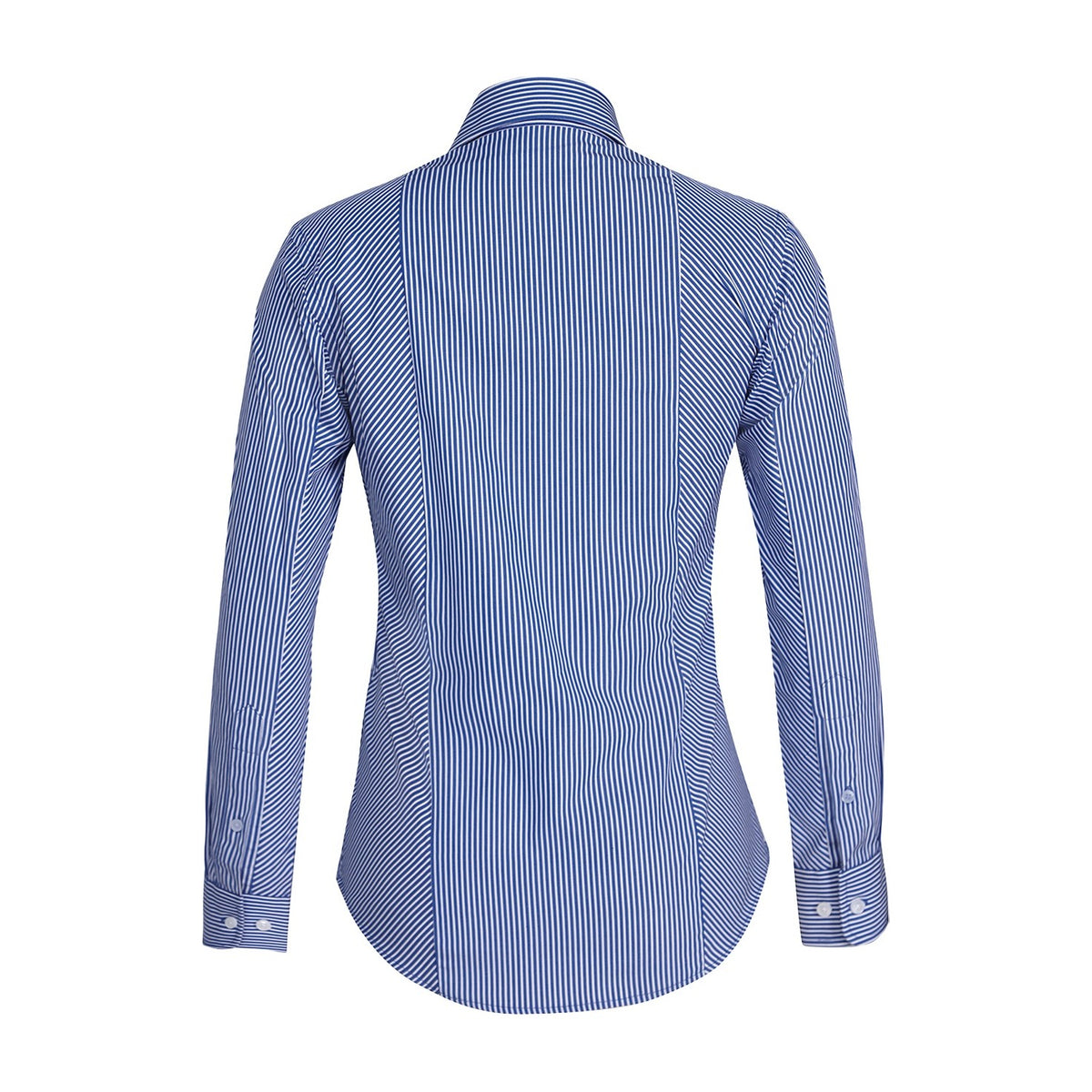 Pilbara Womens Long Sleeve Shirt RMPC059 in Royal/White Stripe, back view