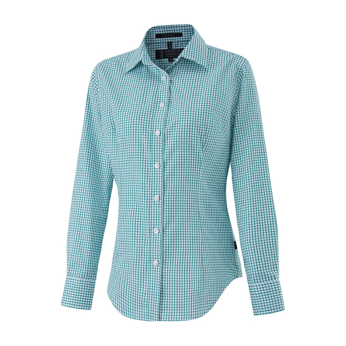 Pilbara Womens Long Sleeve Shirt RMPC115 in Emerald/White